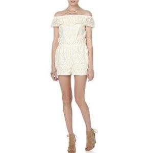 BONGO Juniors Off The Shoulder Floral Lace Romper